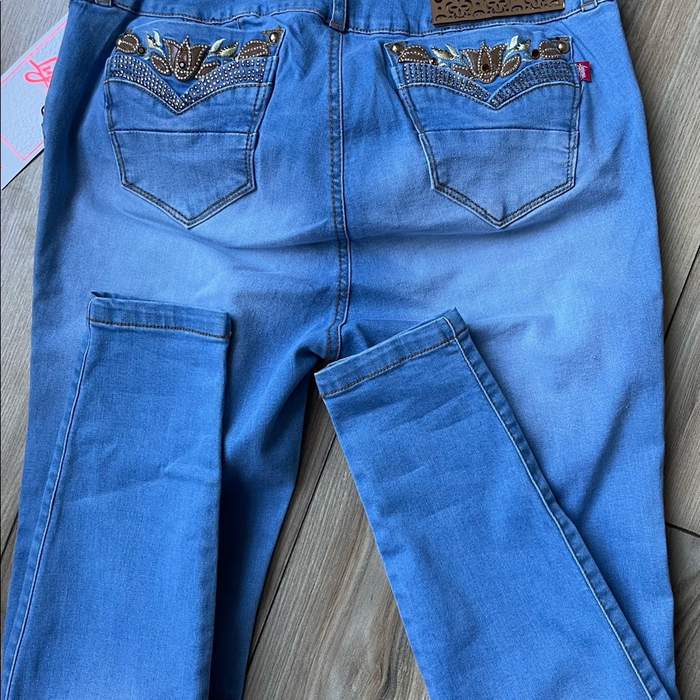 🇨🇴LUJURIA JEANS, Butt Lifter Rhinestone Colombian Skinny Push Up Jean - Picture 3 of 11